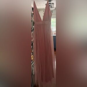 Pink Windsor dress size medium, small stain. Double slits worn once